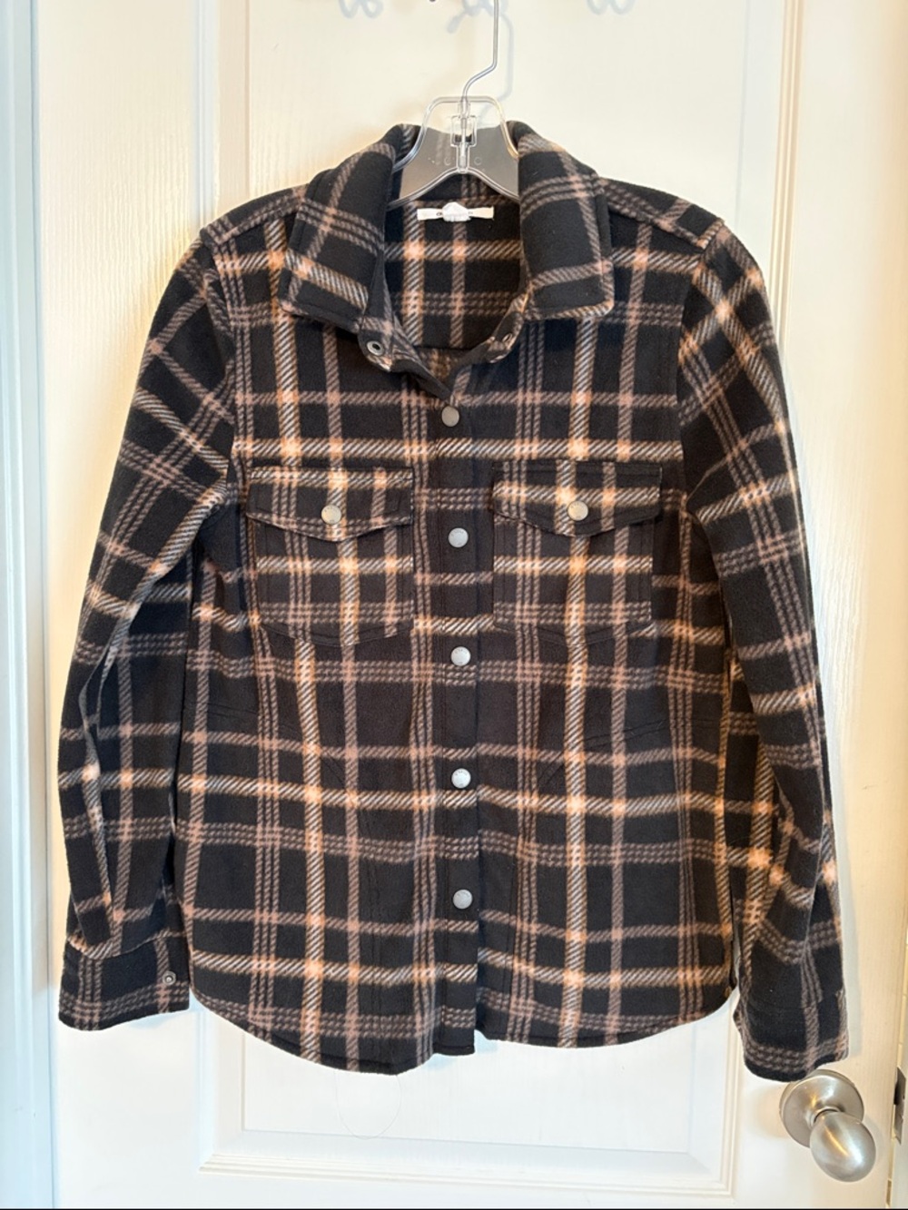 O'Neill Black and Beige Plaid Button-Up Jacket